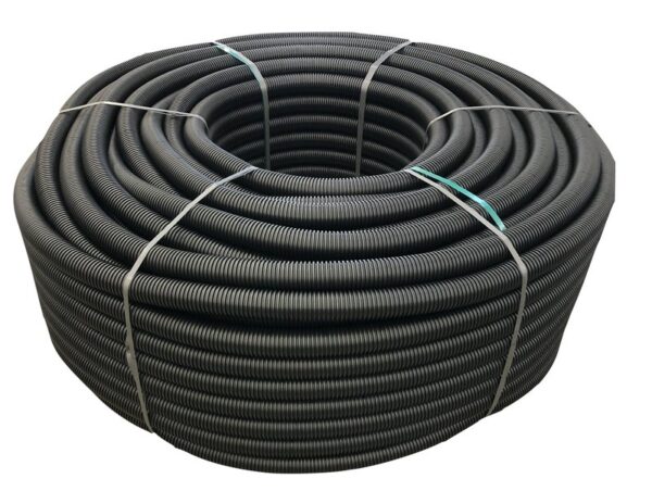 Dräneringsslang KZ HDPE 60/48mm L-50m, Svart med muff SN4 360gr fullslits