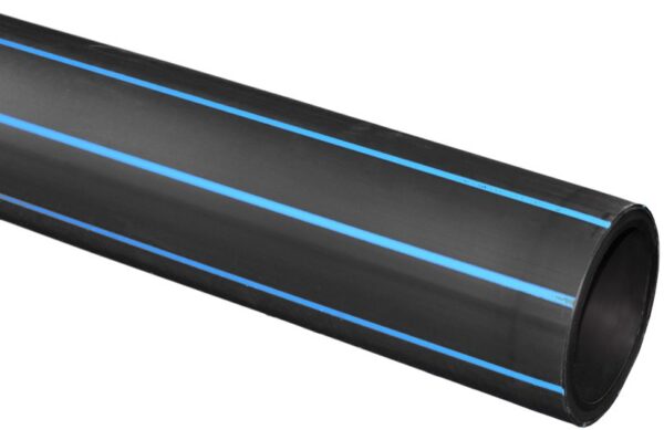 PE Rör 110/6,6mm L-12m Svart med blå stripe SDR17 PN10 PE100