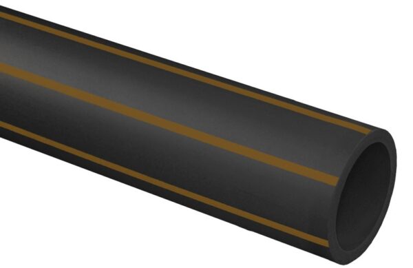 PE Rör 200/11,9mm L-6m Svart med brun stripe SDR17 PN16 PE100