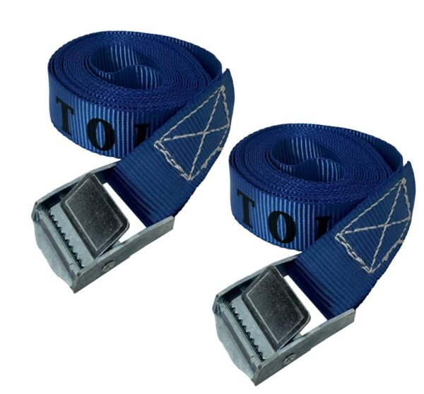Spännband 25mm x 2m Blå 500kg med klafflås 2-pack