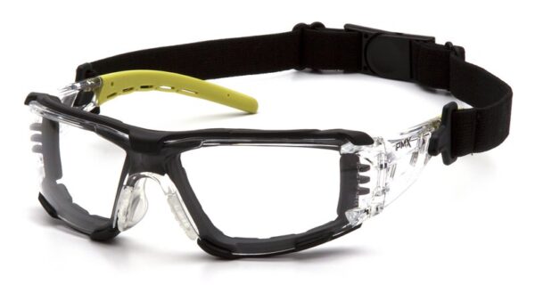 Skyddsglasögon Pyramex Fyxate med skumvaddering och rem - klar lins, H2MAX anti-fog